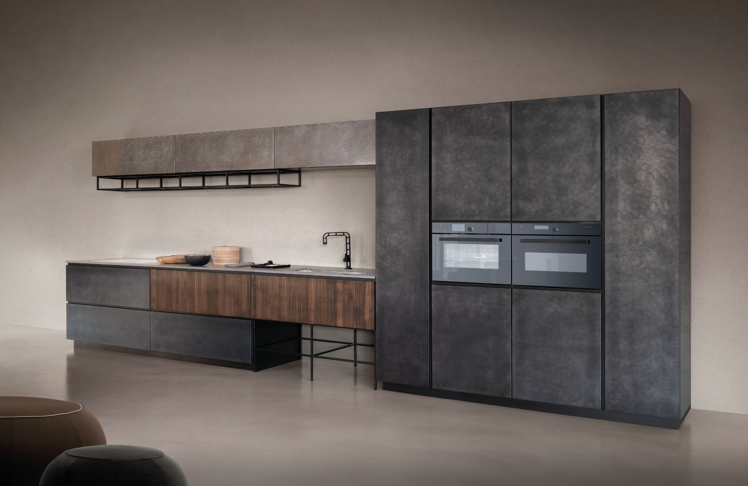 Ghost texture cucina in acciaio inox e texture geometrica | Xera linea per la casa indoor kitchen | Cucine per la casa