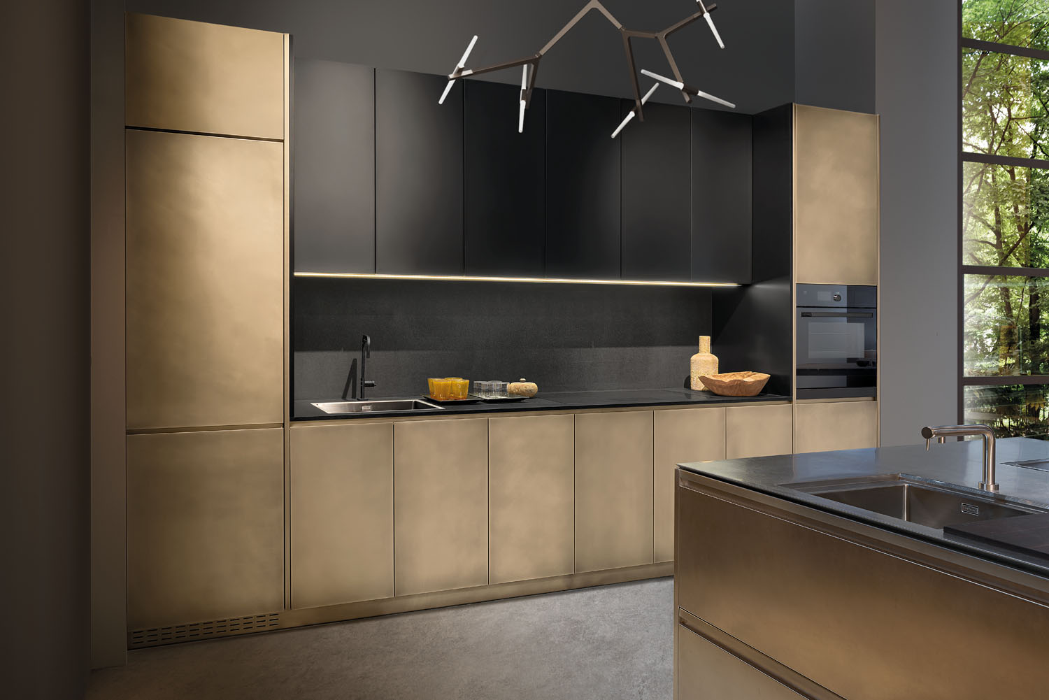 Cucina alta qualità Square acciaio ottone nuvolato cucine italiane | Xera Cucina italiana